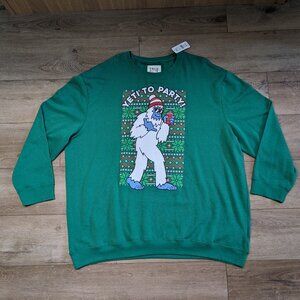 NWT True Nation Yeti To Party Ugly Christmas Sweatshirt Green Men’s Size 4XL